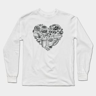 Fast Food Lover Heart Long Sleeve T-Shirt